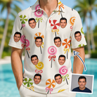 Man wearing Men's Lolli Jubilee Custom Face Polo Shirt — custom faces printed all-over