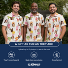 Friends in matching Men's Lolli Jubilee Custom Face Polo Shirt — a group gift photo