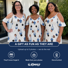 Friends in matching Women's Cupcake Countdown Custom Face Off-Shoulder Dress — a group gift photo