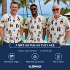 Friends in matching Men's Cupcake Countdown Custom Face Hawaiian Shirt — a group gift photo