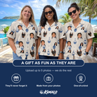 Friends in matching Women's Cupcake Countdown Custom Face Hawaiian Shirt — a group gift photo