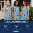 Friends in matching Women's Birthday Bunting Custom Face V-Neck Dress — a group gift photo
