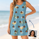 Woman wearing Women's Coupe Coup Custom Face Tank Dress — custom faces printed all-over