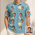 Man wearing Men's Coupe Coup Custom Face Polo Shirt — custom faces printed all-over