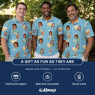 Friends in matching Men's Coupe Coup Custom Face Polo Shirt — a group gift photo