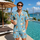 Real-life photo of someone wearing Men's Coupe Coup Custom Face Shirt & Shorts Set — custom faces printed all-over