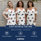 Friends in matching Women's Garland Giggles Custom Face Off-Shoulder Dress — a group gift photo