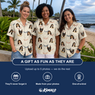 Friends in matching Women's Garland Giggles Custom Face Hawaiian Shirt — a group gift photo