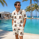 Real-life photo of someone wearing Men's Garland Giggles Custom Face Shirt & Shorts Set — custom faces printed all-over