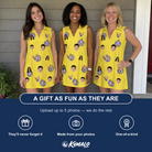 Friends in matching Women's Mirrorball Mischief Custom Face V-Neck Dress — a group gift photo