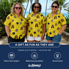 Friends in matching Women's Mirrorball Mischief Custom Face Hawaiian Shirt — a group gift photo
