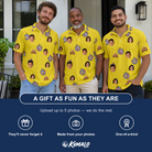 Friends in matching Men's Mirrorball Mischief Custom Face Polo Shirt — a group gift photo
