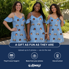 Friends in matching Women's Carat Chaos Custom Face Off-Shoulder Dress — a group gift photo