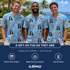 Friends in matching Men's Carat Chaos Custom Face Hawaiian Shirt — a group gift photo