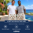 Friends in matching Men's Proposal Pails Custom Face Beach Shorts — a group gift photo