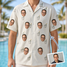 Man wearing Men's Proposal Pails Custom Face Hawaiian Shirt — custom faces printed all-over