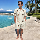 Real-life photo of someone wearing Men's Proposal Pails Custom Face Shirt & Shorts Set — custom faces printed all-over