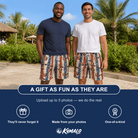 Friends in matching Men's Glam Goggles Custom Face Beach Shorts — a group gift photo