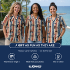 Friends in matching Women's Glam Goggles Custom Face Hawaiian Shirt — a group gift photo