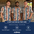 Friends in matching Men's Glam Goggles Custom Face Polo Shirt — a group gift photo