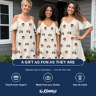 Friends in matching Women's Toast Tiaras Custom Face Off-Shoulder Dress — a group gift photo