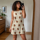Real-life photo of someone wearing Women's Toast Tiaras Custom Face Tank Dress — custom faces printed all-over