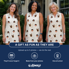 Friends in matching Women's Toast Tiaras Custom Face V-Neck Dress — a group gift photo