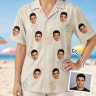 Woman wearing Women's Toast Tiaras Custom Face Hawaiian Shirt — custom faces printed all-over