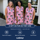 Friends in matching Women's Last Toast Custom Face V-Neck Dress — a group gift photo