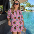Real-life photo of someone wearing Women's Last Toast Custom Face Hawaiian Shirt — custom faces printed all-over