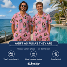 Friends in matching Men's Last Toast Custom Face Shirt & Shorts Set — a group gift photo