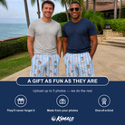 Friends in matching Men's Henhouse Hues Custom Face Beach Shorts — a group gift photo