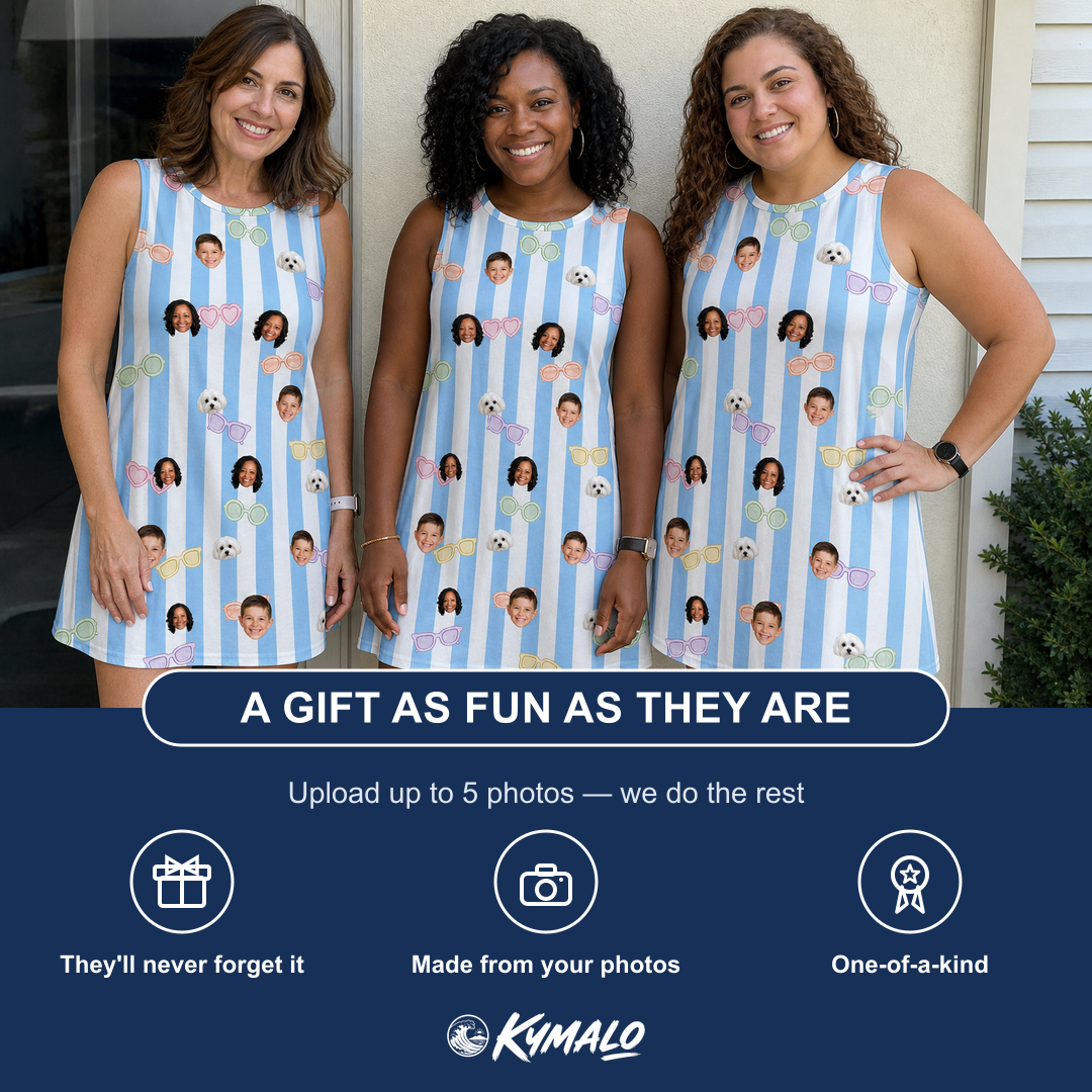 Friends in matching Women's Henhouse Hues Custom Face Tank Dress — a group gift photo