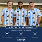 Friends in matching Men's Henhouse Hues Custom Face Polo Shirt — a group gift photo