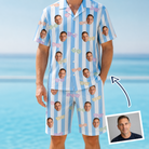 Man wearing Men's Henhouse Hues Custom Face Shirt & Shorts Set — custom faces printed all-over