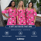 Friends in matching Women's Tiered Tease Custom Face Off-Shoulder Dress — a group gift photo