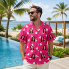 Real-life photo of someone wearing Men's Tiered Tease Custom Face Hawaiian Shirt — custom faces printed all-over