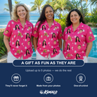 Friends in matching Women's Tiered Tease Custom Face Hawaiian Shirt — a group gift photo