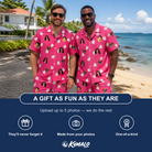 Friends in matching Men's Tiered Tease Custom Face Shirt & Shorts Set — a group gift photo