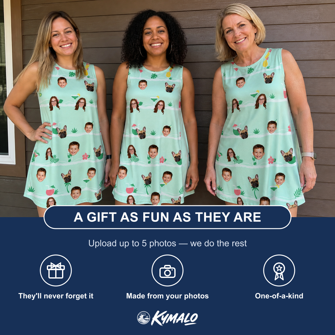 Friends in matching Women's Margarita Mayhem Custom Face Tank Dress — a group gift photo