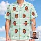 Man wearing Men's Margarita Mayhem Custom Face Hawaiian Shirt — custom faces printed all-over