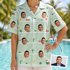 Woman wearing Women's Margarita Mayhem Custom Face Hawaiian Shirt — custom faces printed all-over