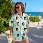 Real-life photo of someone wearing Women's Margarita Mayhem Custom Face Hawaiian Shirt — custom faces printed all-over