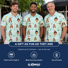 Friends in matching Men's Margarita Mayhem Custom Face Polo Shirt — a group gift photo