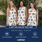 Friends in matching Women's Champagne Chill Custom Face V-Neck Dress — a group gift photo