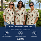 Friends in matching Women's Champagne Chill Custom Face Hawaiian Shirt — a group gift photo