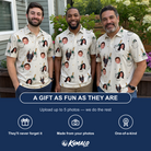 Friends in matching Men's Champagne Chill Custom Face Polo Shirt — a group gift photo