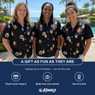 Friends in matching Women's Frosted Flutes Custom Face Hawaiian Shirt — a group gift photo