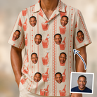 Man wearing Men's Bubbly Buckets Custom Face Hawaiian Shirt — custom faces printed all-over