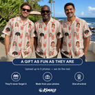 Friends in matching Men's Bubbly Buckets Custom Face Hawaiian Shirt — a group gift photo